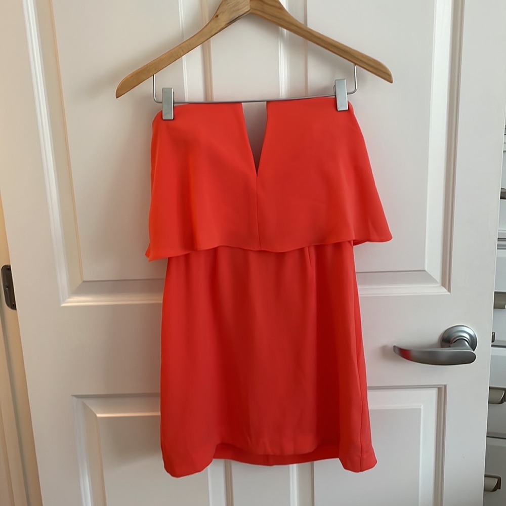 BCBG Max Azria Kate strapless mini dress, orange / coral / red, size 02 - Picture 8 of 16